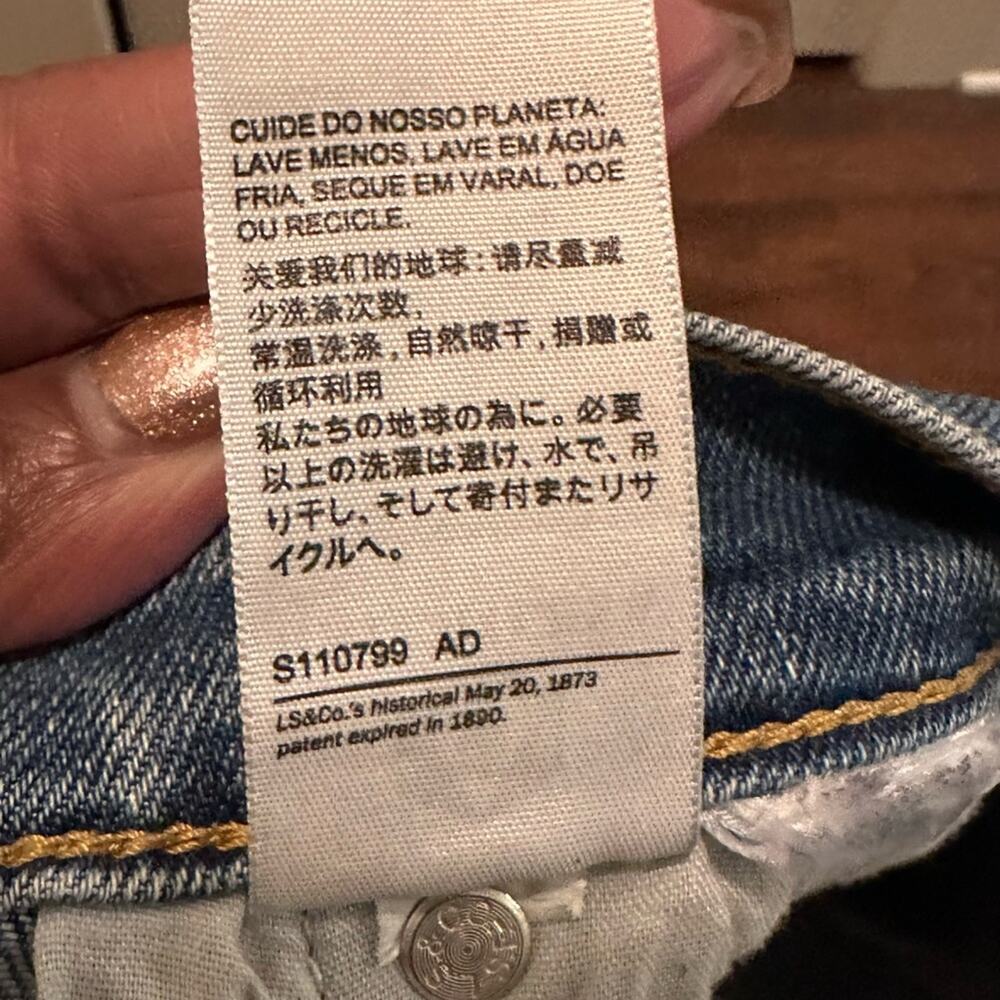 LEVI’S Ribcage Straight Button Fly Blue Light Wash Blank R High Rise Jeans 24 - Picture 10 of 11
